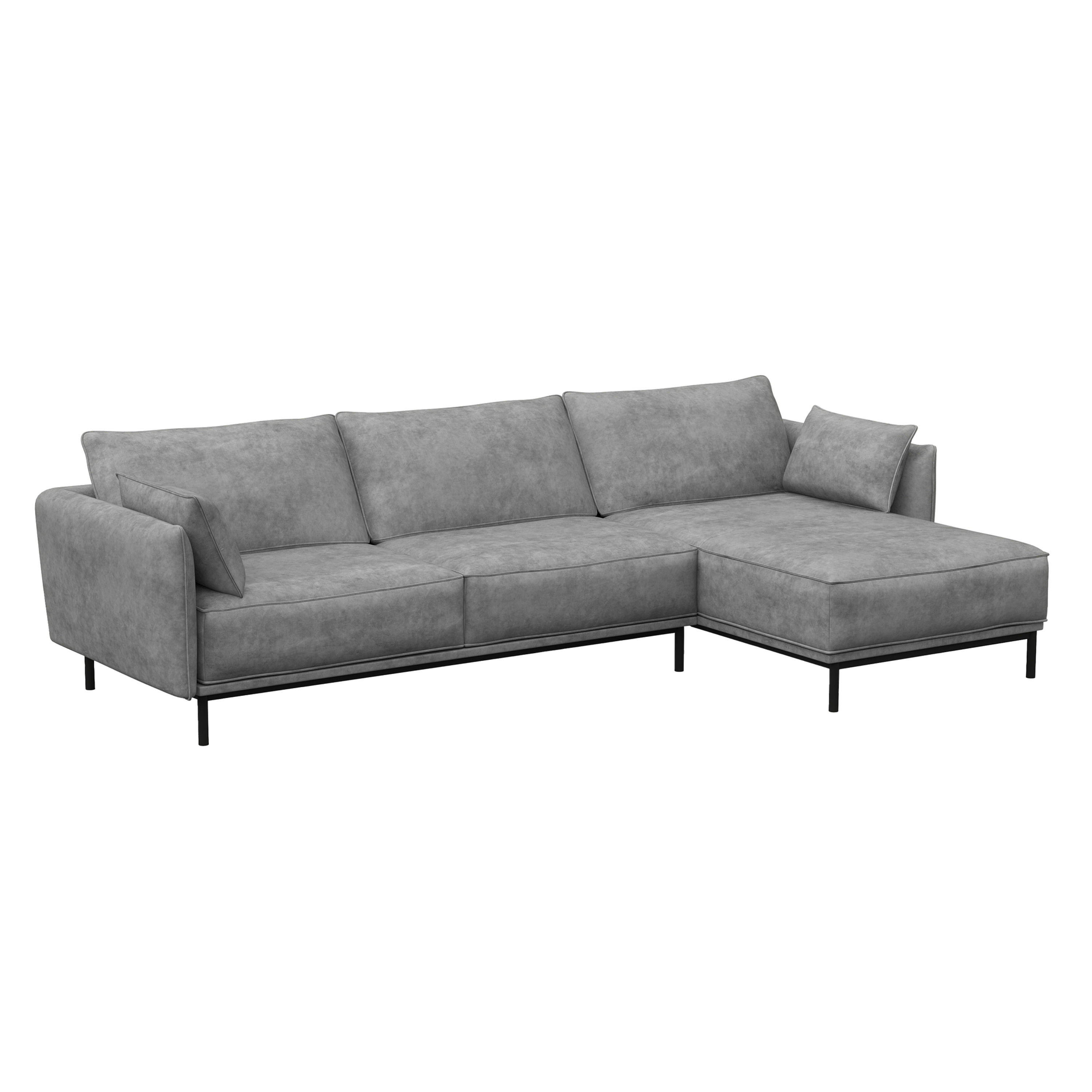 Ecksofa Elvis rechts grau in edler Lederoptik