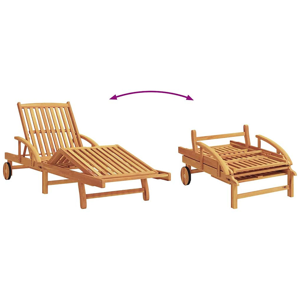 Miniaturbild: Sonnenliege 2 stk. Massivholz Akazie Beige