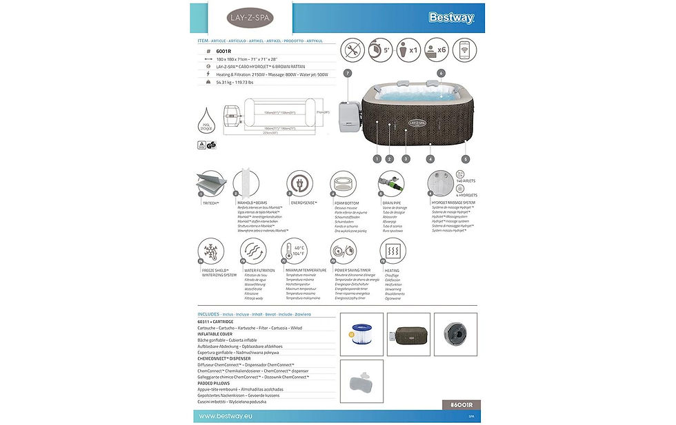 Miniaturbild: Bestway Whirlpool Cabo HydroJet – HydroJet mit App-Steuerung, für 6 Personen