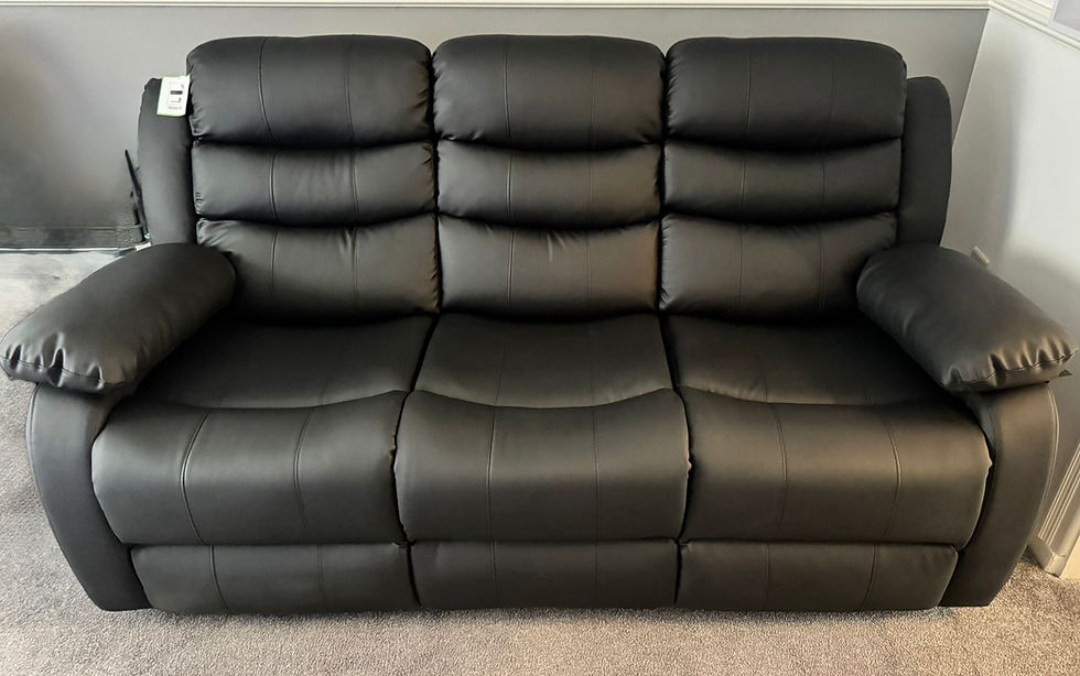 Thumbnail: ROMA 3&2 BLACK FAUX LEATHER RECLINER SOFAS WITH DRINK HOLDERS