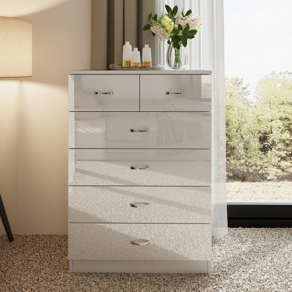 CHILTON 6 DRAWER CHEST - WHITE GLOSS