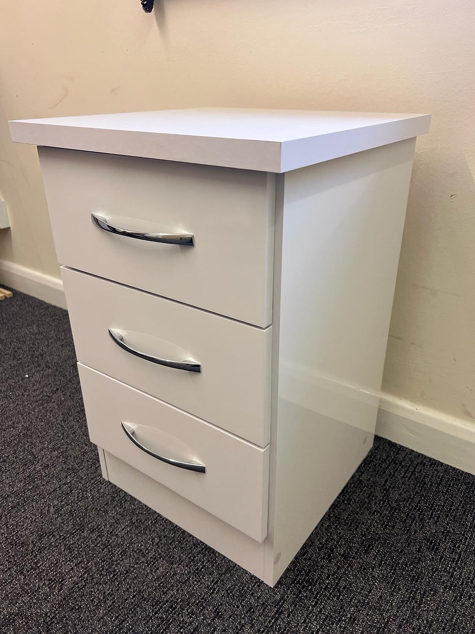 Thumbnail: NEVADA 3 DRAWER BEDSIDE IN WHITE GLOSS 