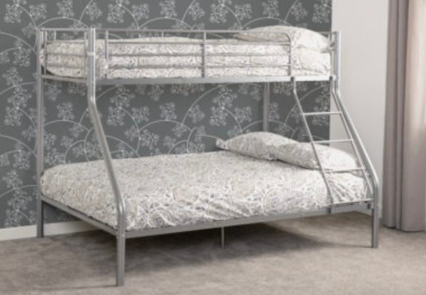 Thumbnail: SILVER TANDI TRIPLE SLEEPER BUNK BED FRAME WITH BUDGET MATTRESSES