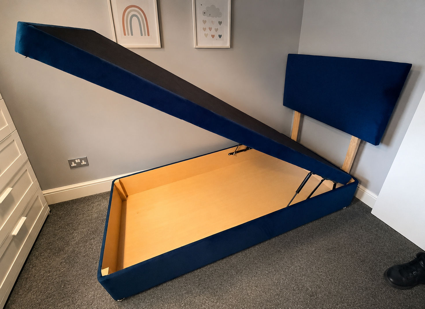 DIVAN OTTOMAN BED WITH 20 INCH HEADBOARD - SINGLE