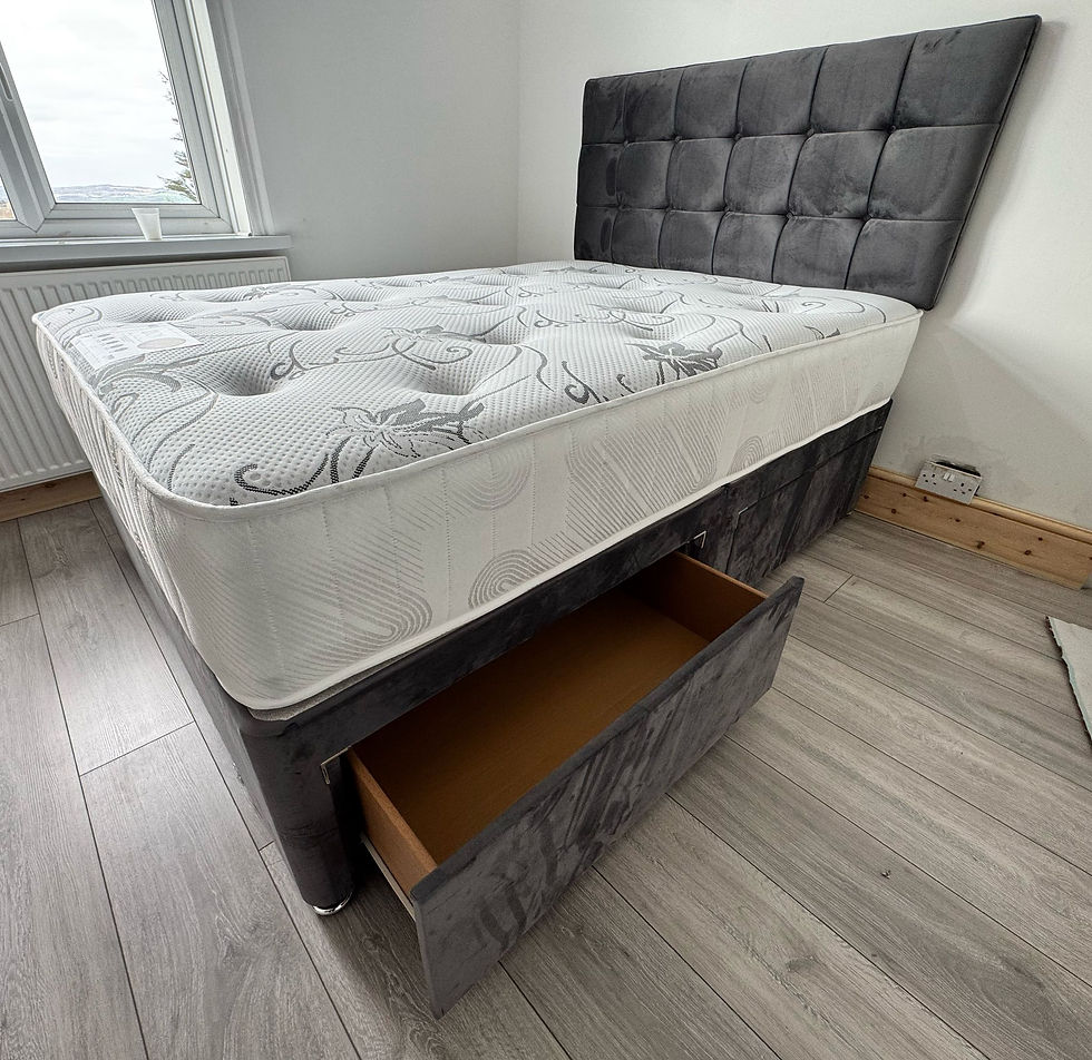 Thumbnail: LYON ORTHOPAEDIC MEMORY MATTRESS WITH DIVAN BASE WITH 2 DRAWERS AND ARIES HB