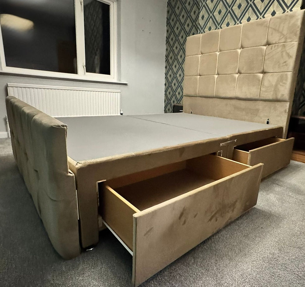 Thumbnail: DOUBLE -  CUBE  divan 4 drawers Floor standing Hb & Footboard 