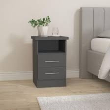 NEVADA 2 DRAWER BEDSIDE IN GREY EFFECT 