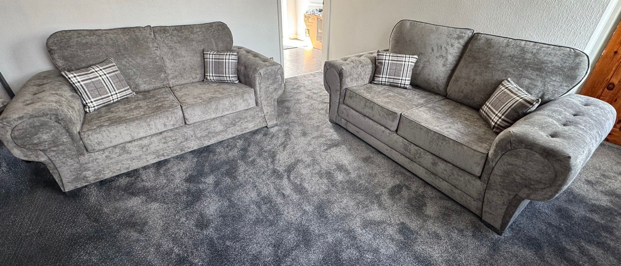 SAME DAY SOFAS - 3&2 VALENCIA SOFAS - GREY FABRIC  