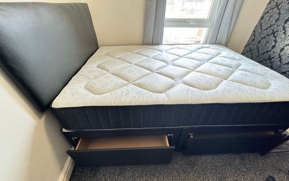 Thumbnail: SAME DAY - double tender sleep ortho  matt black divan 2 drawers same side Hb 