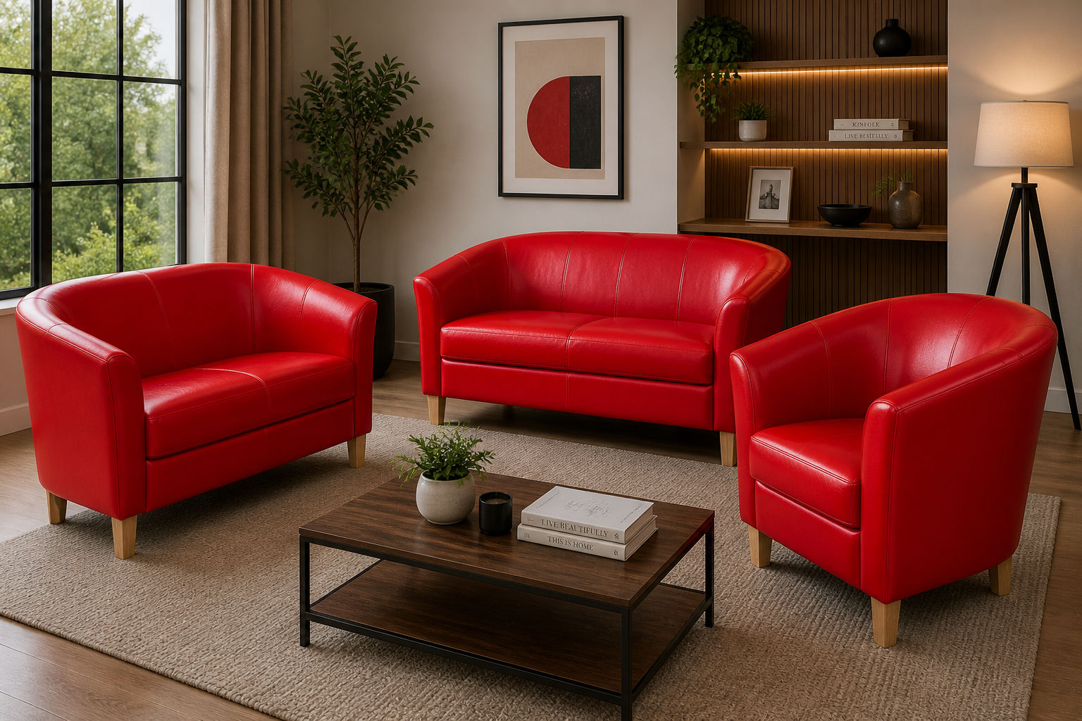 CLARIDON 3&2&1 SOFAS - RED
