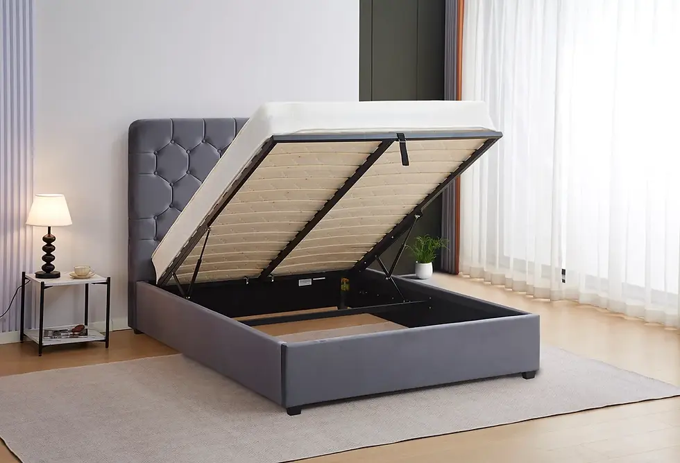 Thumbnail: DOUBLE - MADISON END LIFT OTTOMAN BED FRAME - GREY VELVET