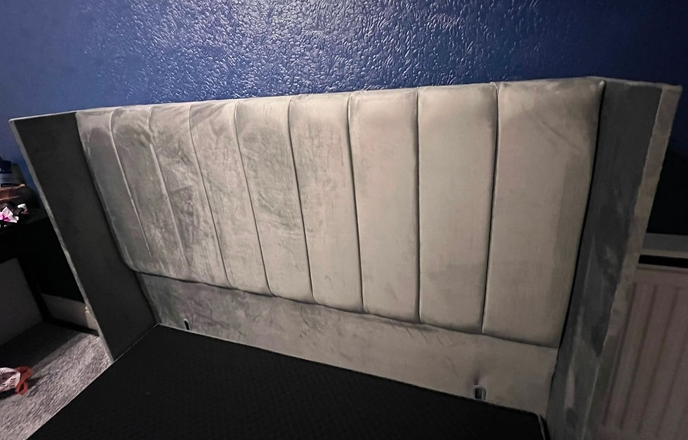 Thumbnail: Floor standing winged headboard - double choice of design and fabric 