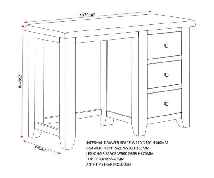 Thumbnail: Windsor 3 Drawer Dressing Table And Mirror - Natural Oak