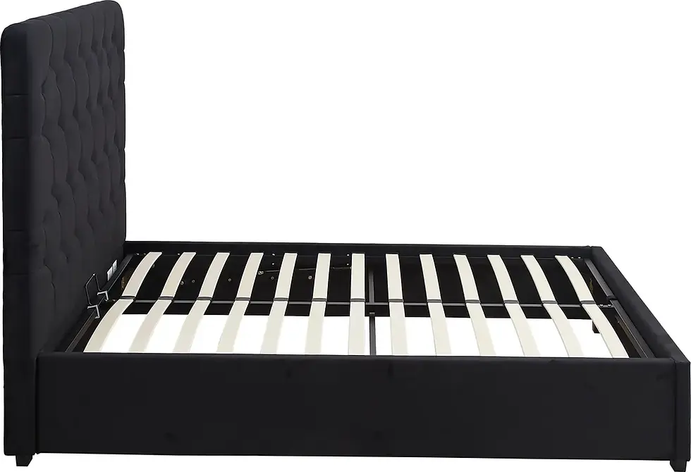 Thumbnail: DOUBLE - MADISON END LIFT OTTOMAN BED FRAME - BLACK VELVET
