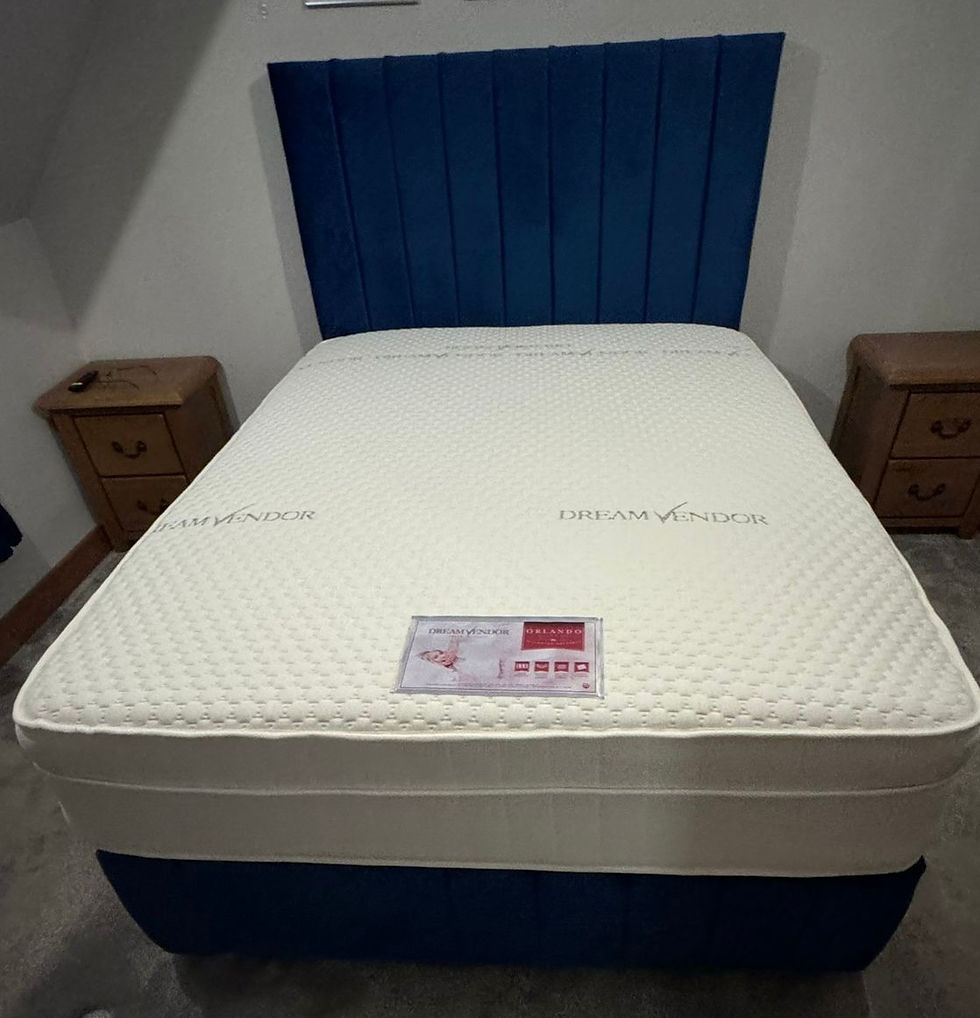 Thumbnail: DOUBLE  - Handmade LINED   Divan with 4 Drawers, Floor standing Hb & Fb