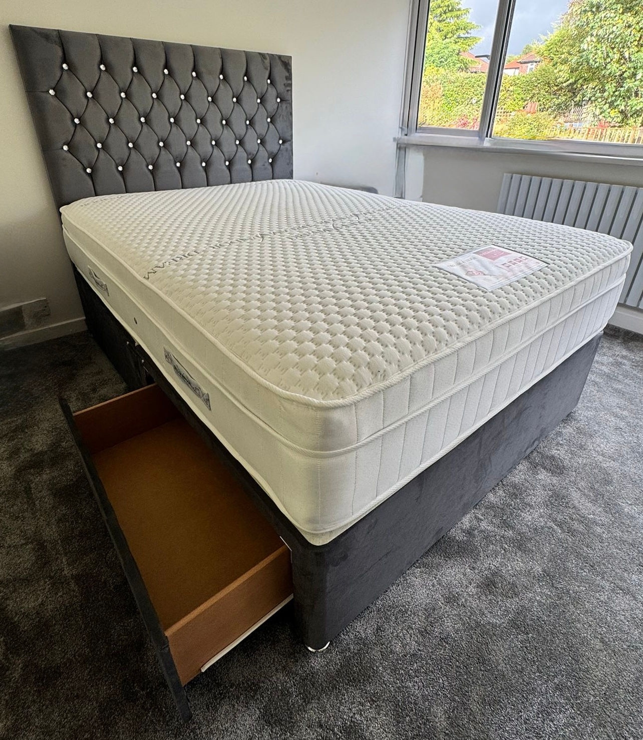 ORLANDO 1000 POCKET PILLOW TOP MATTRESS 2 DRAWERS & FLOOR STANDING HB - KING 