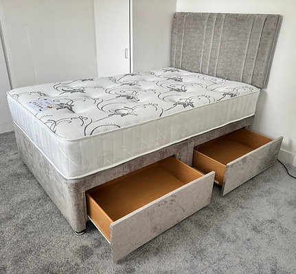 LYON ORTHO MEMORY MATTRESS WITH DIVAN BASE WITH 2 DRWS  AND ARIES HB-4 FOOT