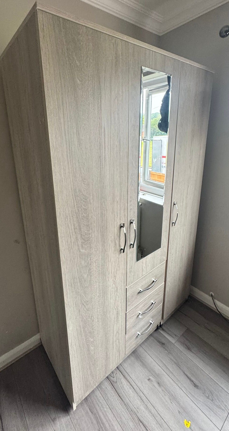 Thumbnail: METRO 3 DOOR COMBI WARDROBE CHEST & BEDSIDE - SILVER 