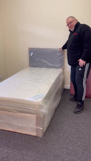 Thumbnail: SINGLE OXFORD SEMI-ORTHOPAEDIC MATTRESS WITH DAMASK DIVAN BASE AND HEADBOARD