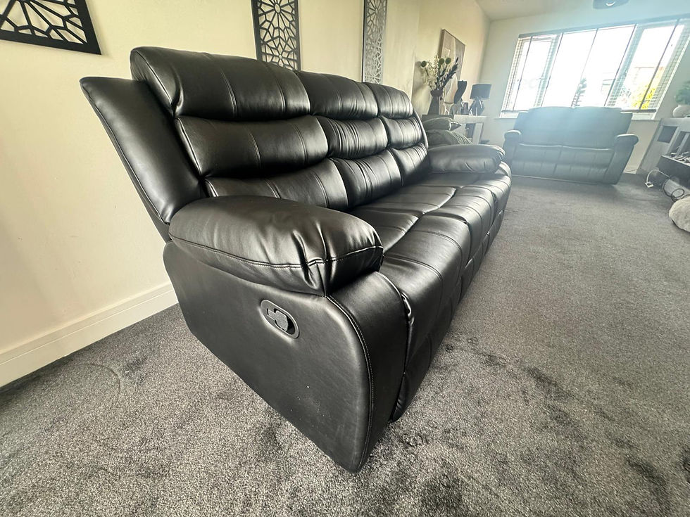 Thumbnail: TURIN 3&3 RECLINERS   - BLACK LEATHER AIRE