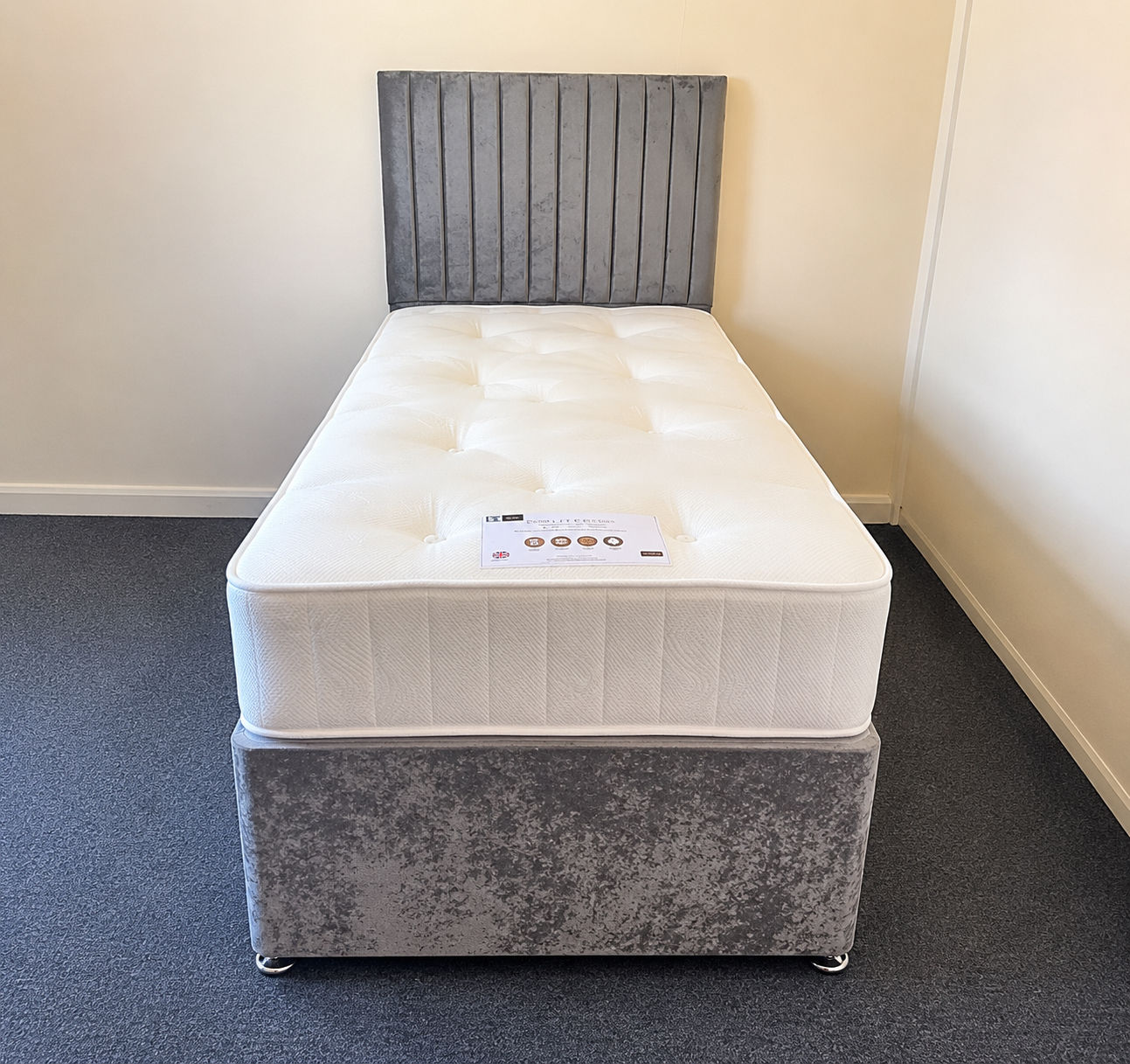 SINGLE - TENDER SLEEP TUFTED ORTHO 2 DRAWS DIVAN BASE AND 24 inch HEADBOARD
