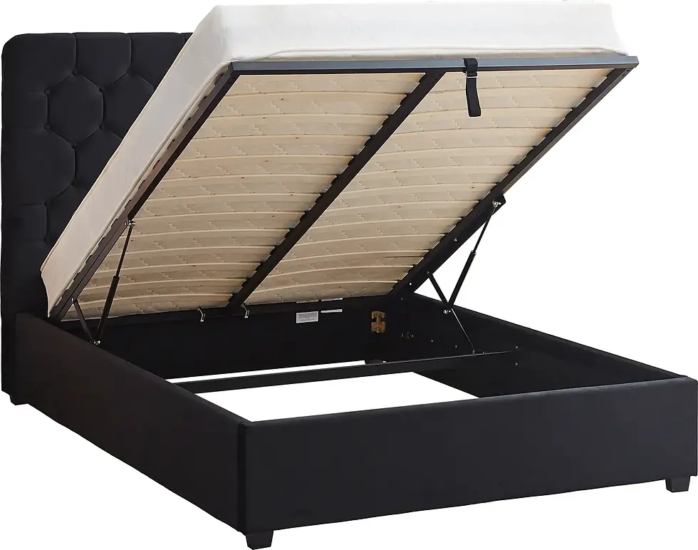 Thumbnail: DOUBLE - MADISON END LIFT OTTOMAN BED FRAME - BLACK VELVET