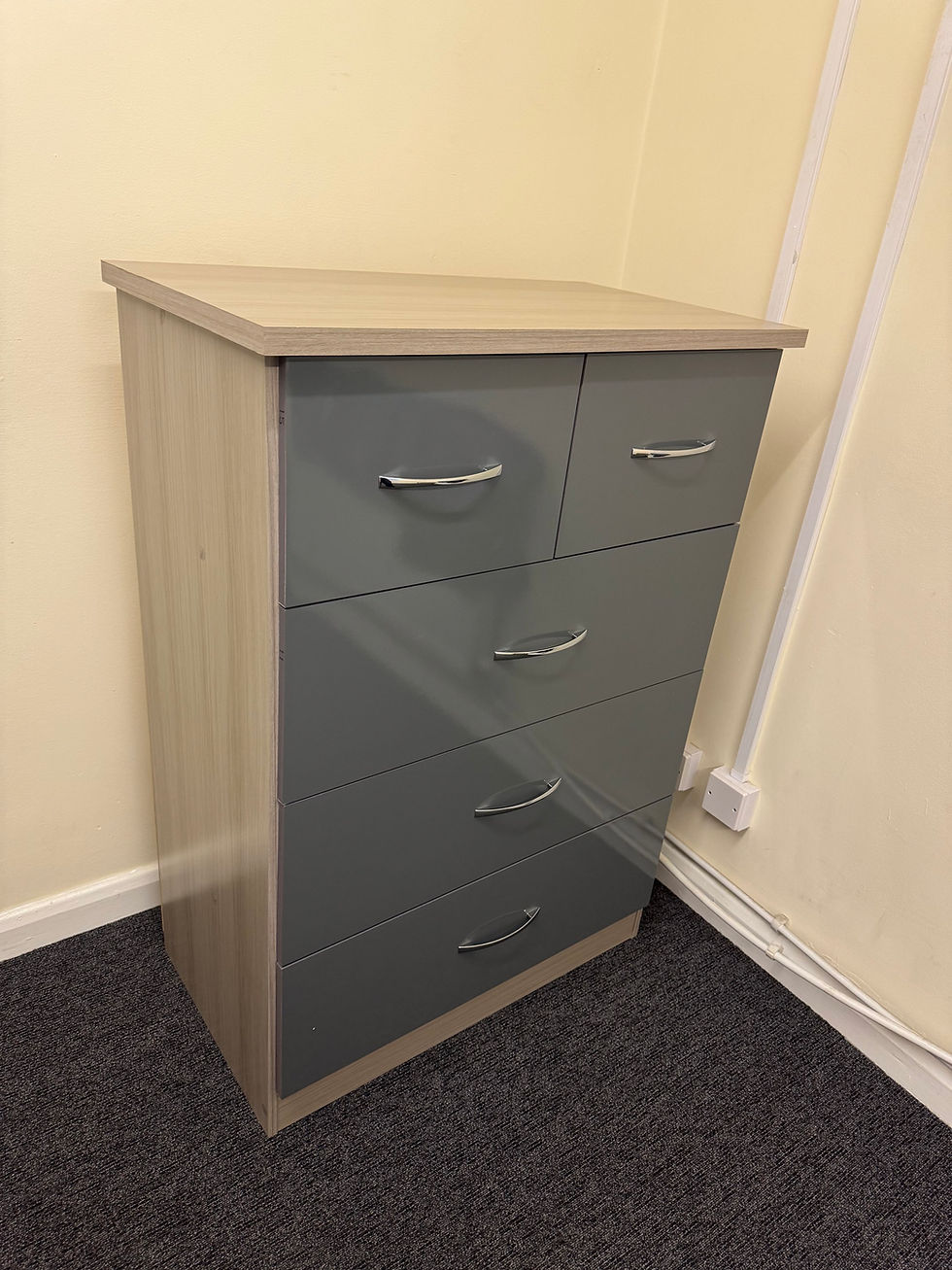 Thumbnail: NEVADA 2 DOOR 1 DRAWER WARDROBE BEDROOM SET GREY GLOSS/LIGHT OAK EFFECT