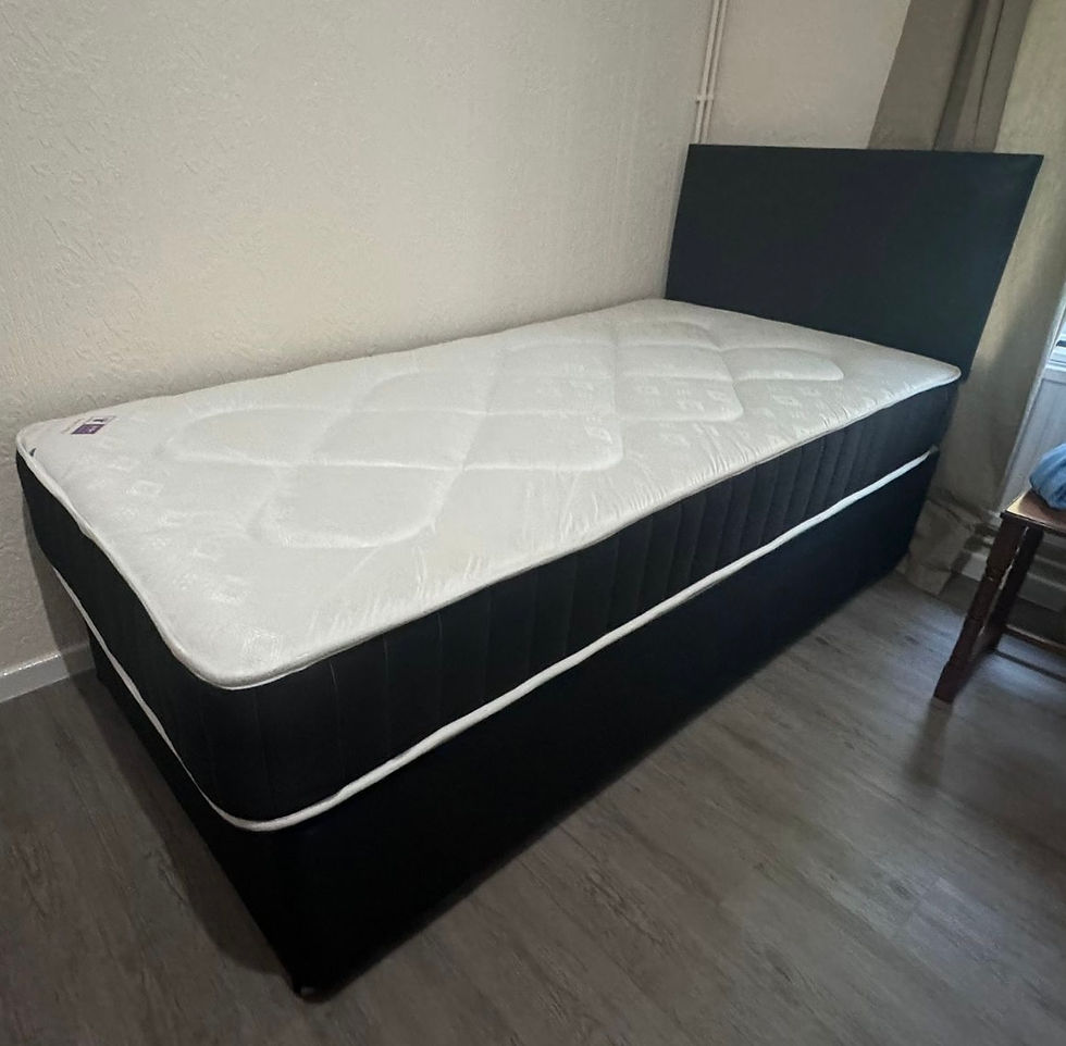 Thumbnail: SINGLE TENDER SLEEP SUPER ORTHOPAEDIC MATTRESS WITH BLACK BASE AND HB