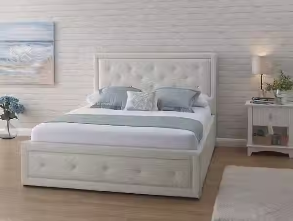 Thumbnail: DOUBLE WHITE LEATHER HOLLYWOOD END LIFT OTTOMAN 