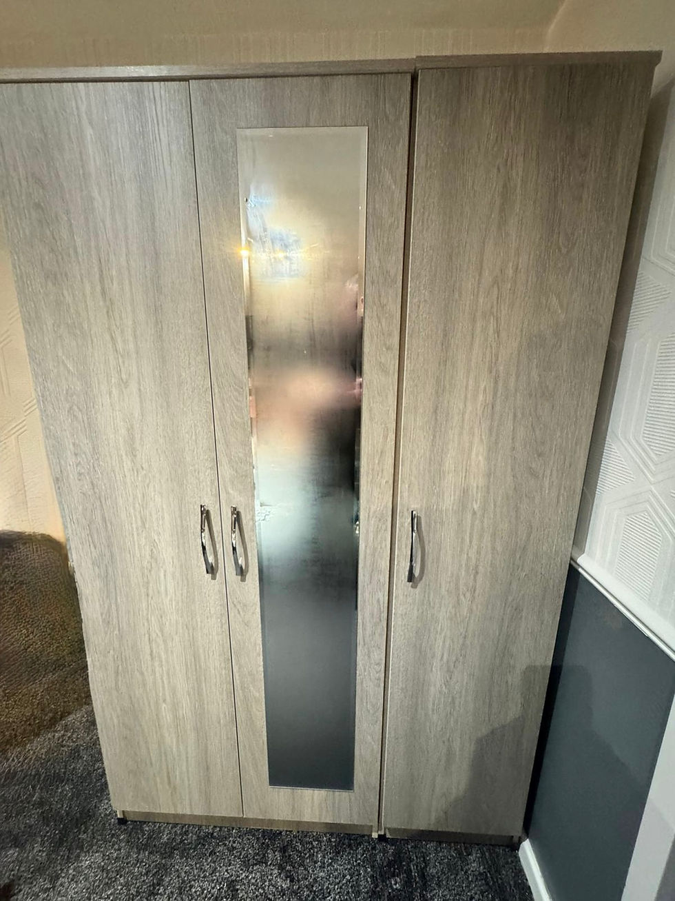Thumbnail: METRO 3 door shelf and all hanging  with full size mirror - (silver) 
