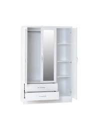 Thumbnail: NEVADA 3 DOOR 2 DRAWER MIRRORED WARDROBE IN WHITE GLOSS