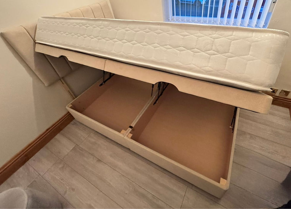 Thumbnail: DOUBLE - SIDE LIFT DIVAN OTTOMAN WITH 24 INCH DESIGN HEADBOARD 