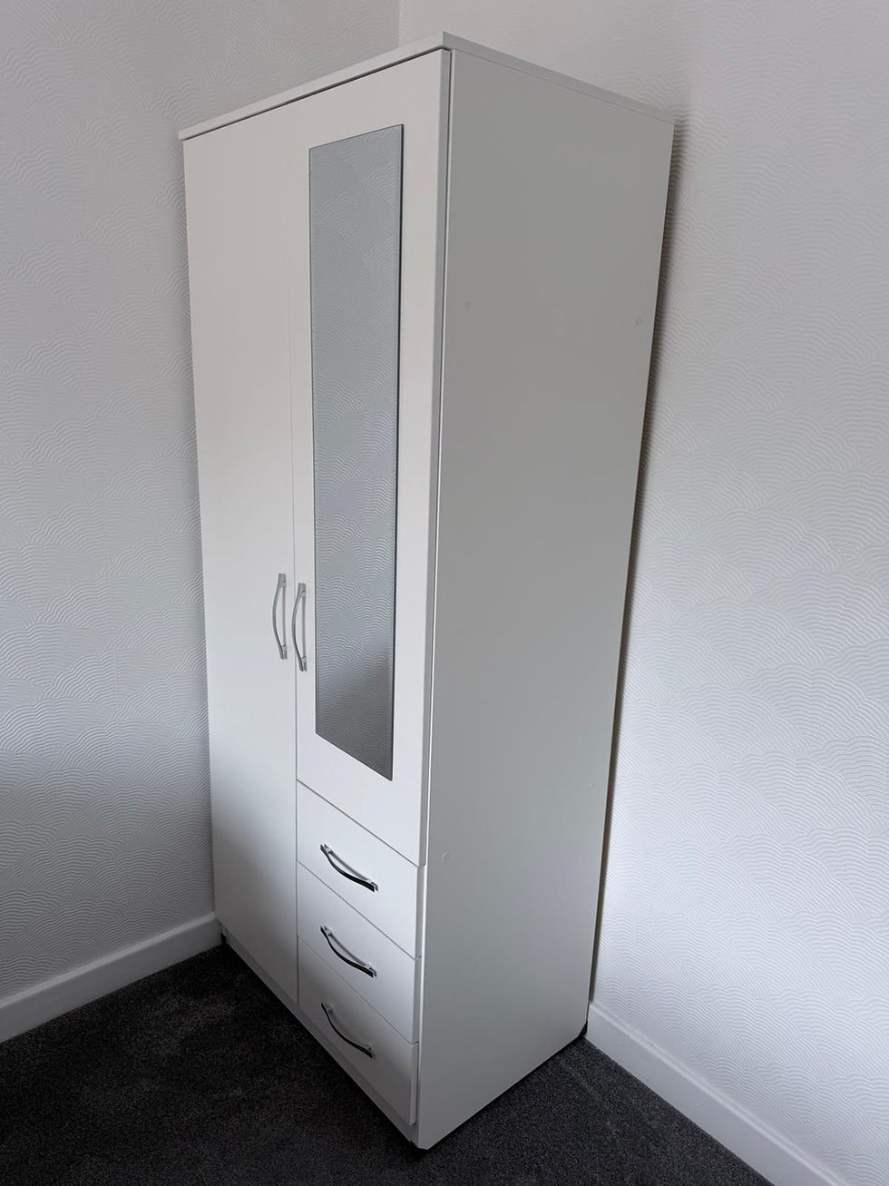 Thumbnail: METRO  (WHITE ) 4 DOOR WARDROBE   - FULLY ASSEMBLED 