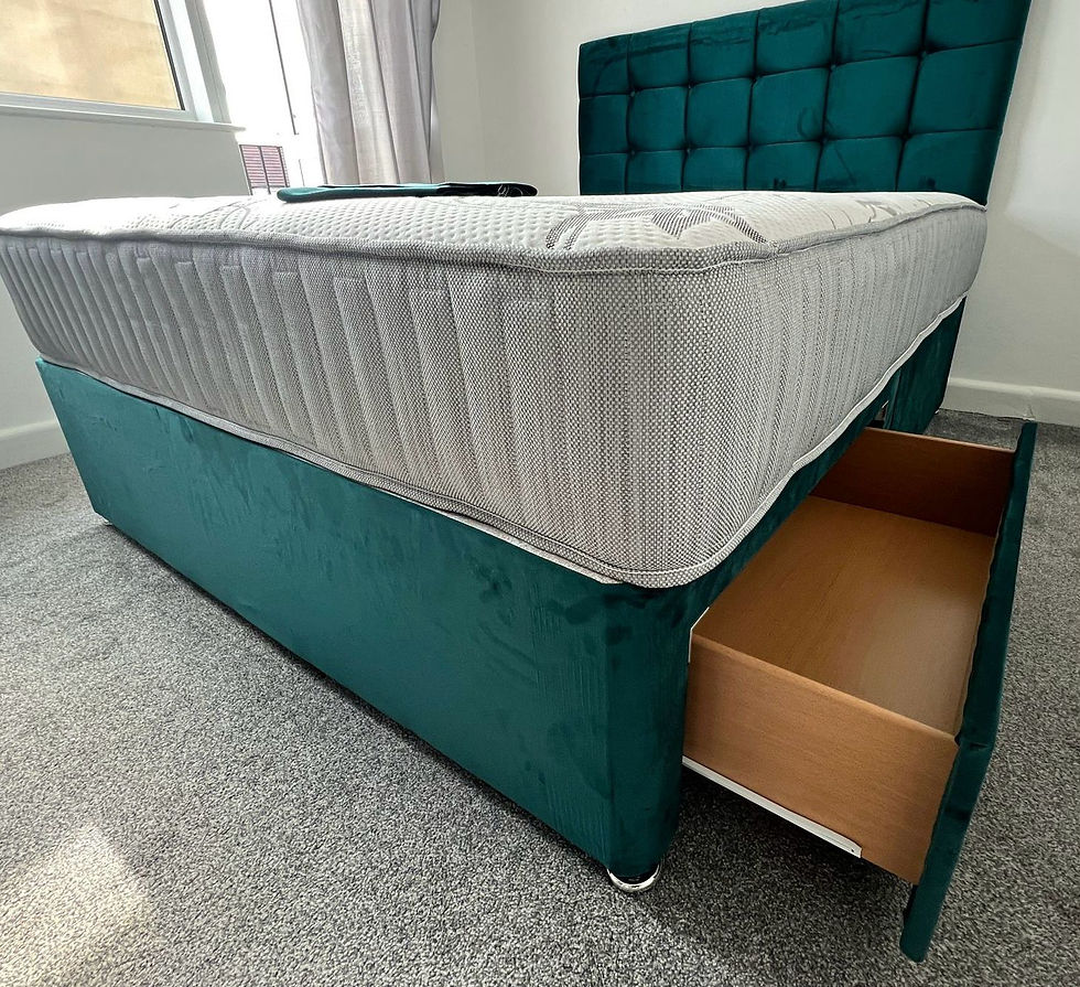 Thumbnail: LYON ORTHO MEMORY MATTRESS WITH DIVAN BASE WITH 2 DRWS AND ARIES HB- 4 FOOT