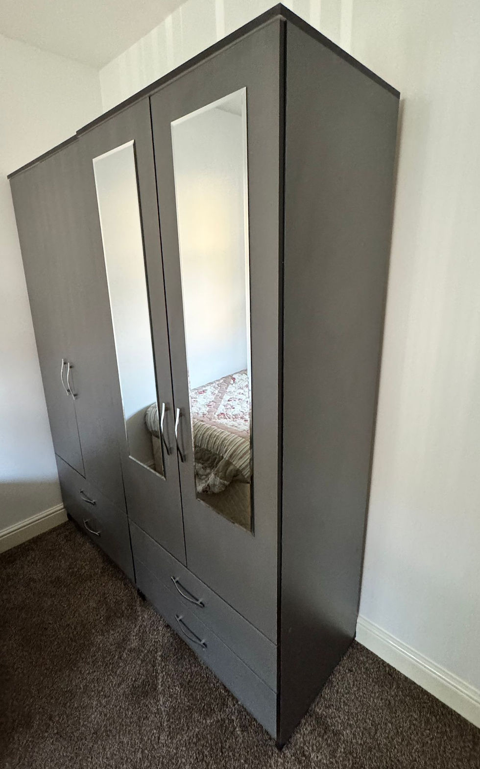Thumbnail: METRO  (GREY) 4 DOOR WARDROBE  COMBO2  - FULLY ASSEMBLED 