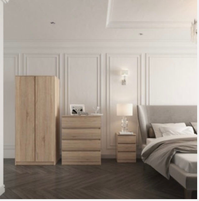 Malvern 2 Door Wardrobe Bedroom Set - Sonoma Oak Effect