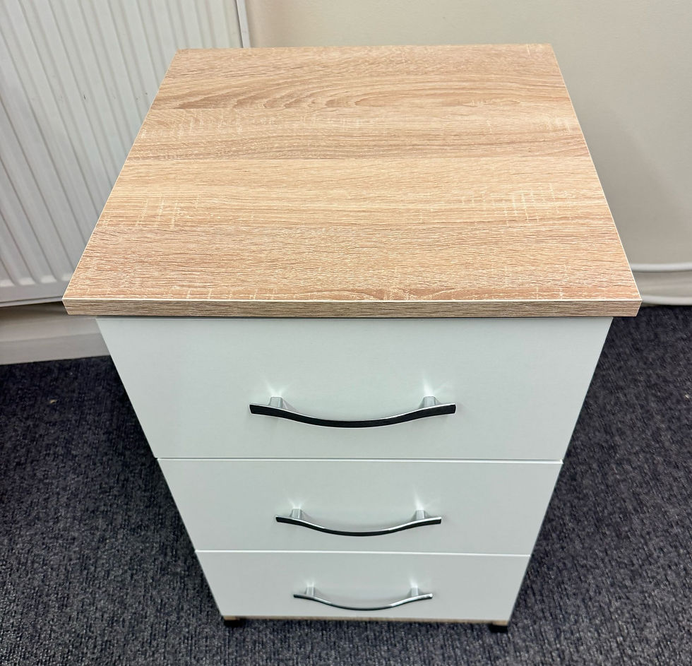 Thumbnail: ASTRA (OAK/WHITE) WARDROBE CHEST & BEDSIDE - FULLY ASSEMBLED 