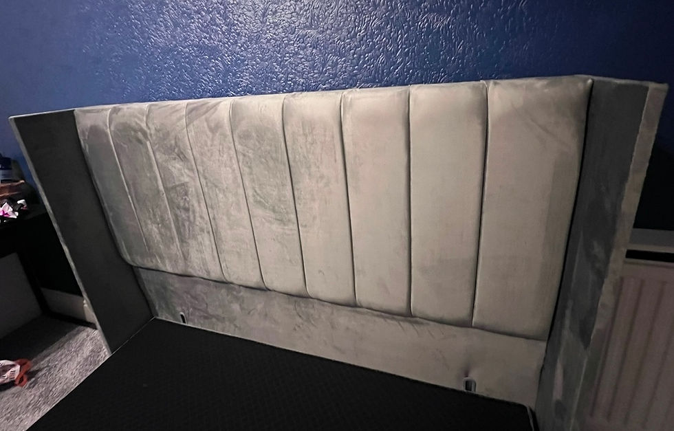 Thumbnail: Floor standing winged headboard - king size  choice of design and fabric 