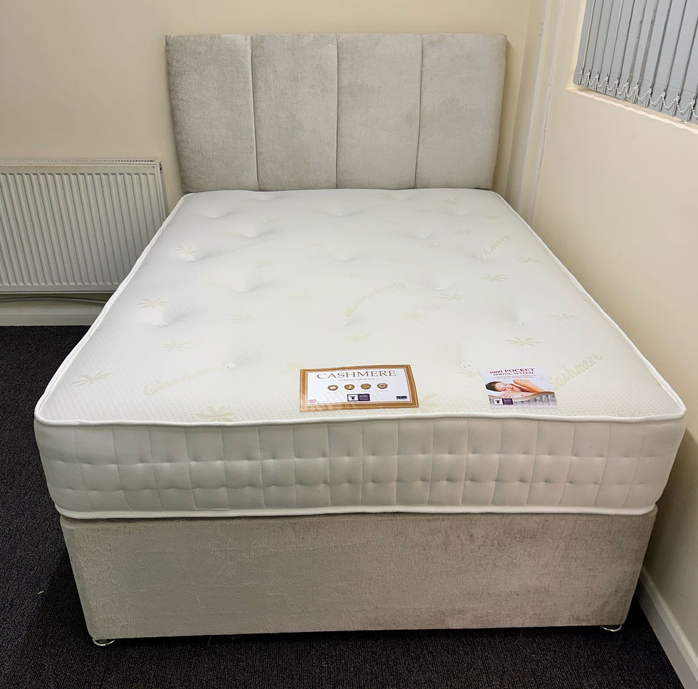 Thumbnail: CASHMERE 1000 POCKET MATTRESS WITH DIVAN BASE 2 DRAWERS AND HB - SINGLE