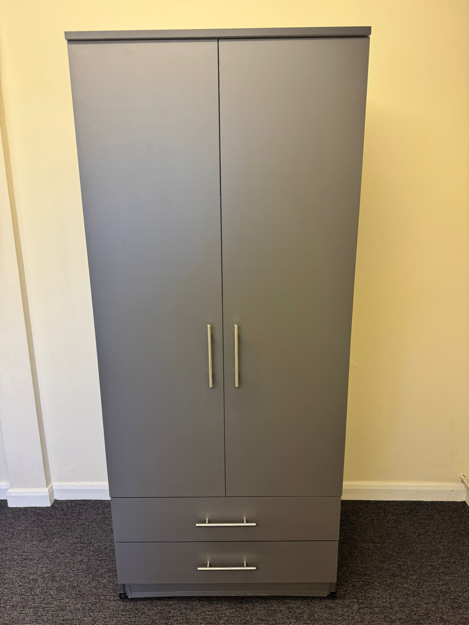 NOVA GREY 2 DOOR WARDROBE WITH 2 DRAWERS