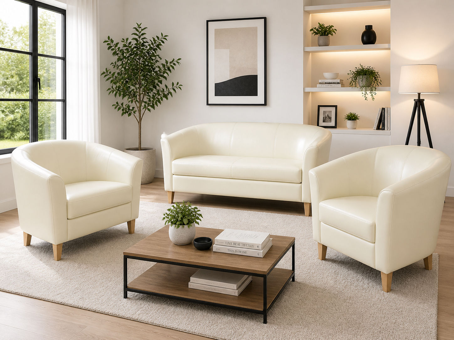 CLARIDON 3&2&1 SOFAS - CREAM 