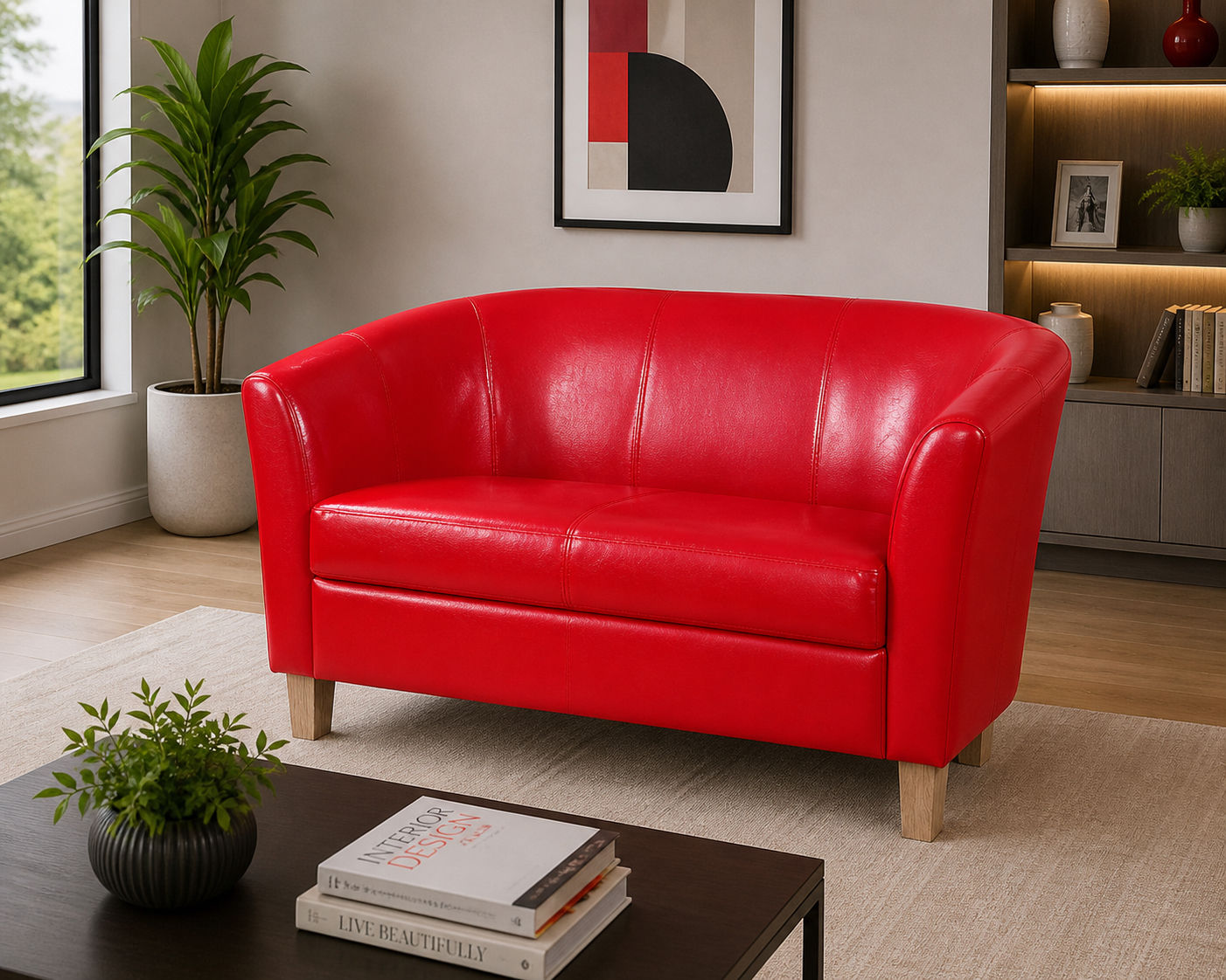 CLARIDON 2 SEATER SOFA - RED