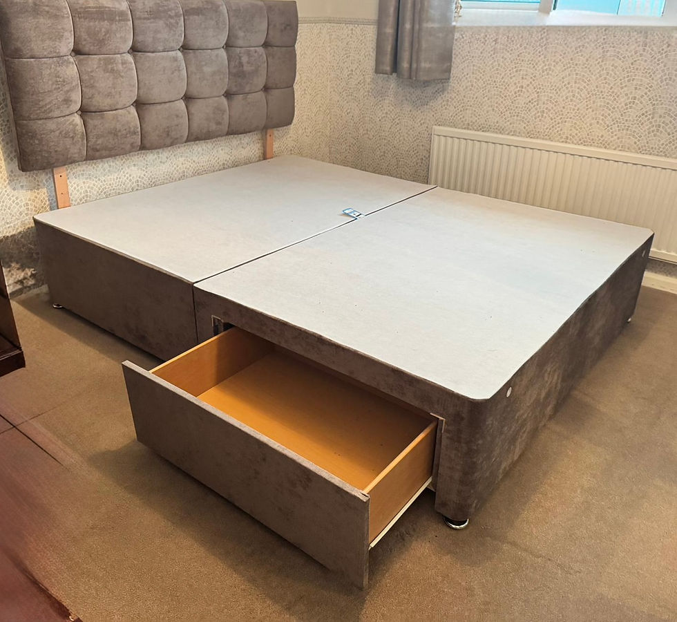 Thumbnail: 4 FOOT OR DOUBLE LYON  DIVAN  BASE WITH 2 DRAWERS WITH ARIES HB - CHOICE COLOURS