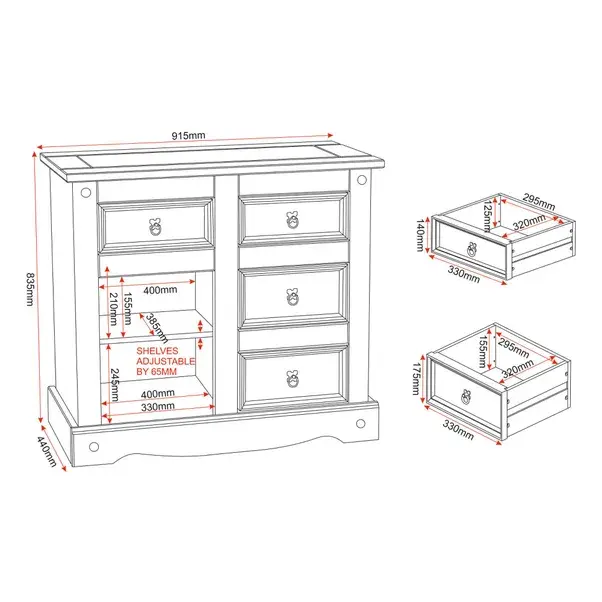Thumbnail: CORONA  1 DOOR 4 DRAWER SIDEBOARD 