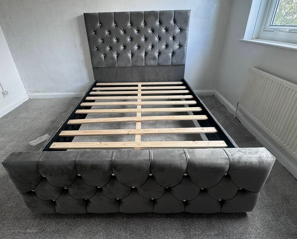 Thumbnail: MILANO BED FRAME ONLY IN SILVER CHENILLE - SUPER KING