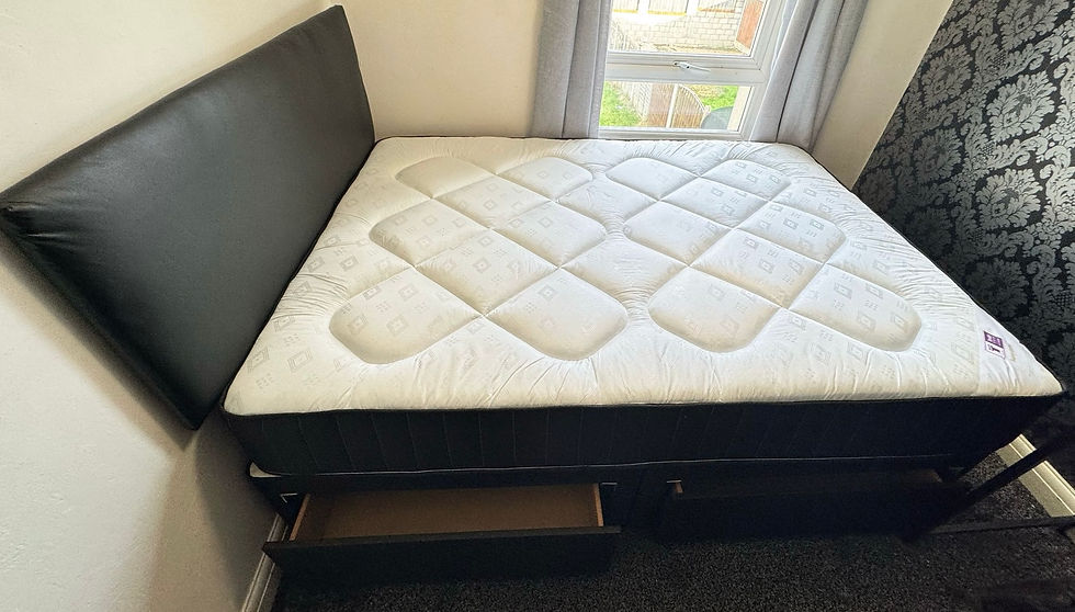 Thumbnail: SAME DAY - double tender sleep ortho  mattress black divan 2 drawers footend Hb 