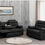 Thumbnail: ROMA 3&2 BLACK FAUX LEATHER RECLINER SOFAS WITH DRINK HOLDERS