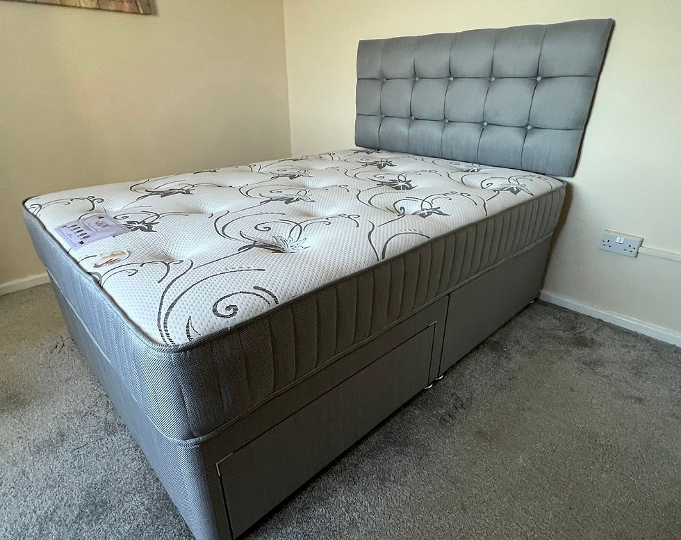 Thumbnail: LYON ORTHOPAEDIC MEMORY MATTRESS WITH DIVAN BASE WITH 2 DRAWERS AND ARIES HB