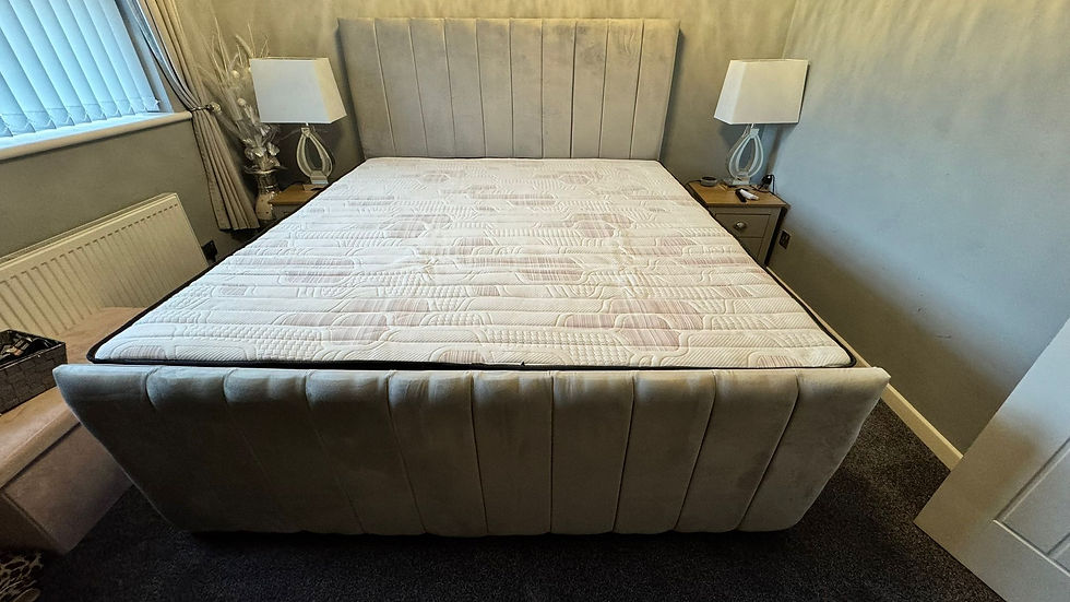 Thumbnail: KING    -  LINED  divan 2 drawers Floor standing Hb & Footboard and memory mat 
