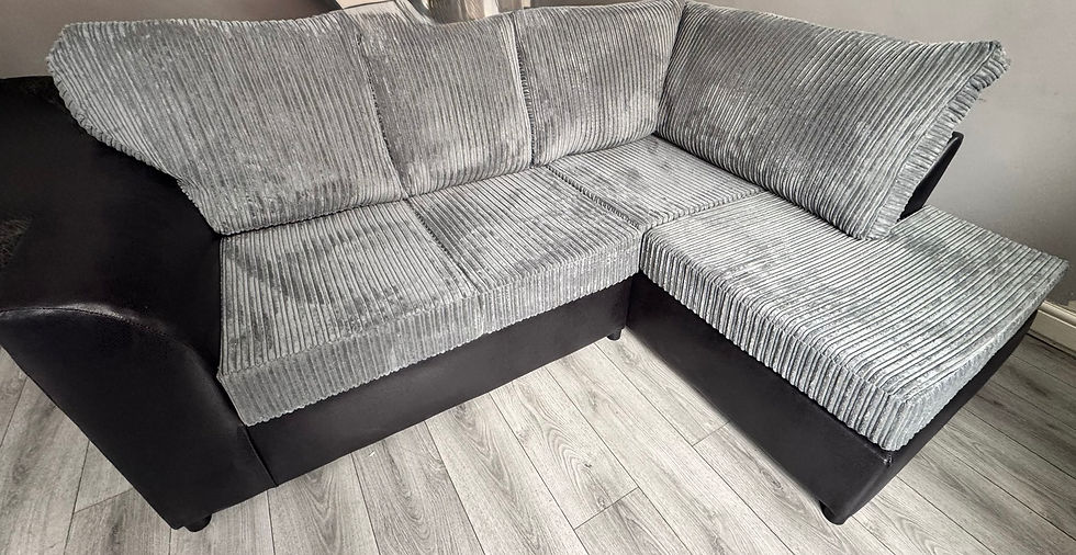 Thumbnail: RIGHT HAND BYRON CORNER SOFA FIXED BACK - BLACK SNAKE/GREY CORD